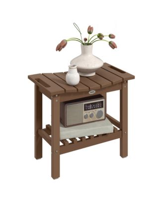 2-Tier Outdoor Side Table, Shower Bench with Handles