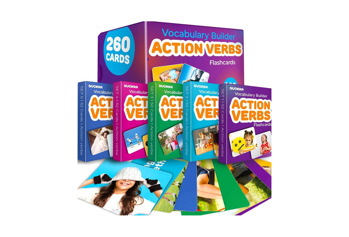 Детские игрушки Quokka Vocabulary and Action Verbs Flash Cards, 364-Piece Set, Ages 3+ — фото 1