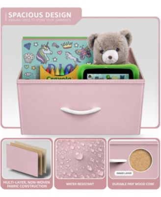 4 Drawers Chest Nightstand - Storage for Closet, Home, College Dorm - Features Steel Frame, Wood Top, & Fabric Bins