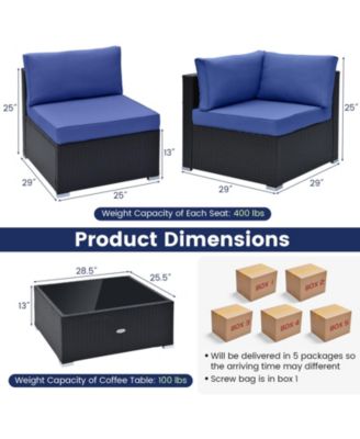 10PCS Rattan Furniture Set Outdoor Wicker Sofa Table Cushioned Seat Patio