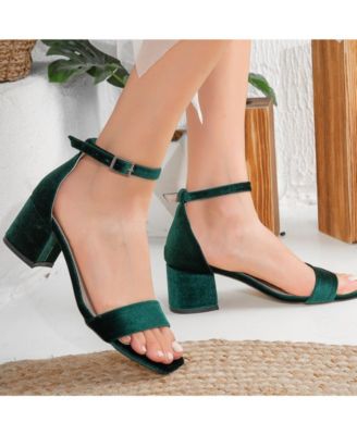 Illy Low Block Heel Sandals with Pearls