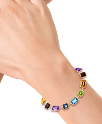 EFFY&reg; Multi-Gemstone Open Link Bangle Bracelet (14-1/4 ct. t.w.) in14k Gold-Plated Sterling Silver