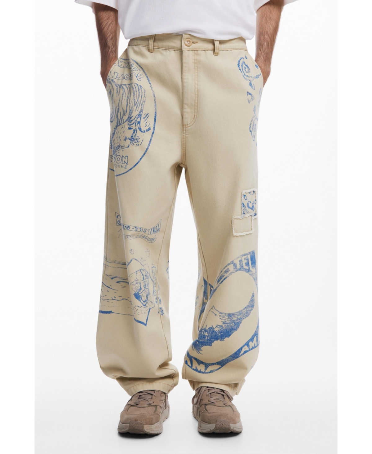 Men's Patchwork jeans - Light beige