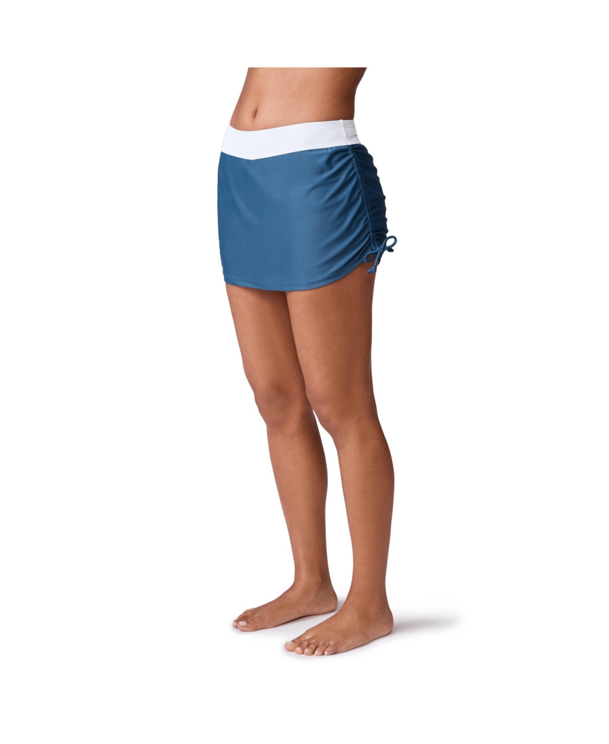 Women's Side Shirred Swim Skirt - Slate/white