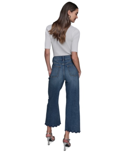 Женские KARL LAGERFELD PARIS Petite Scalloped Button Mid-Rise Jeans