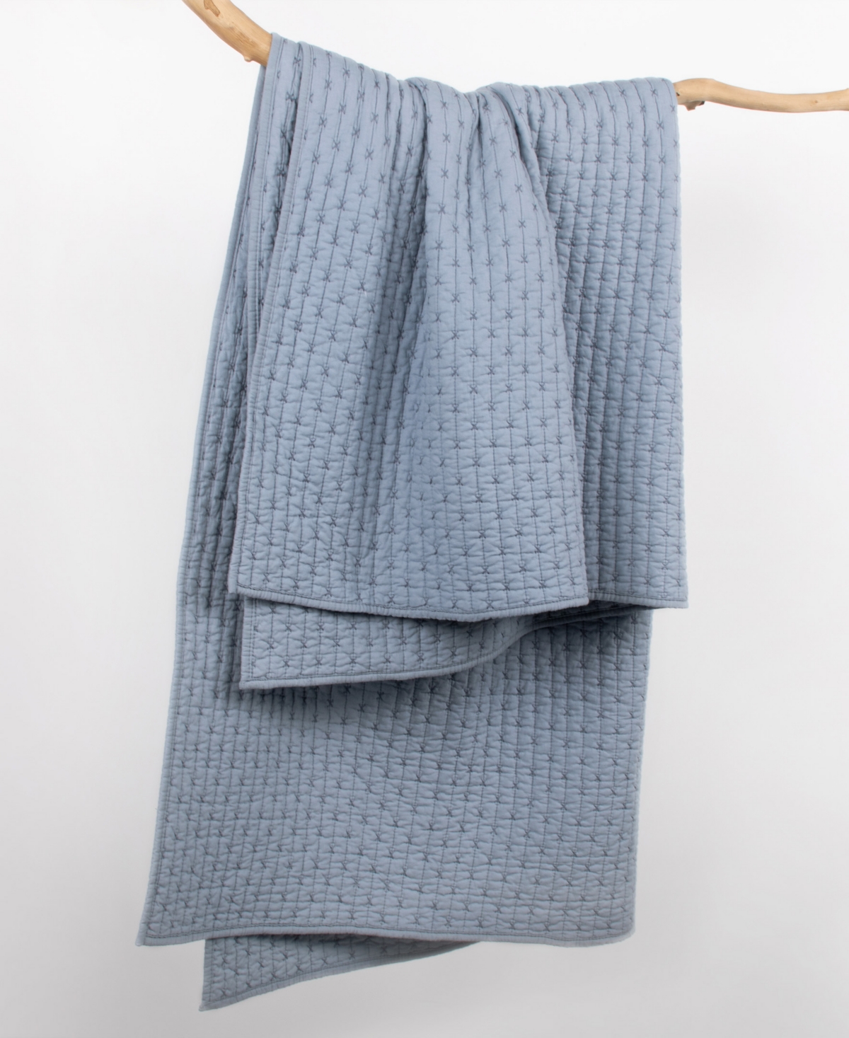 Levtex Cross Stitch Reversible Quilted Throw, 50" X 60" In Chambray