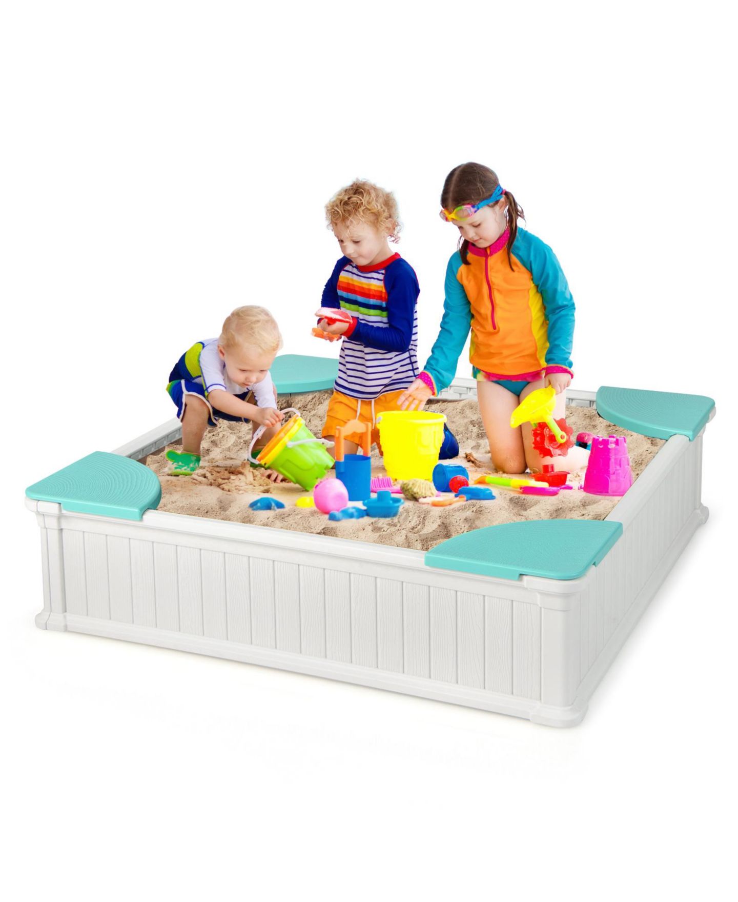 Детская игрушка GOUUN Outdoor Sandbox with Oxford Cover & 4 Corner Seats, Accommodates 2-3 Kids, Ages 3+ — фото 1