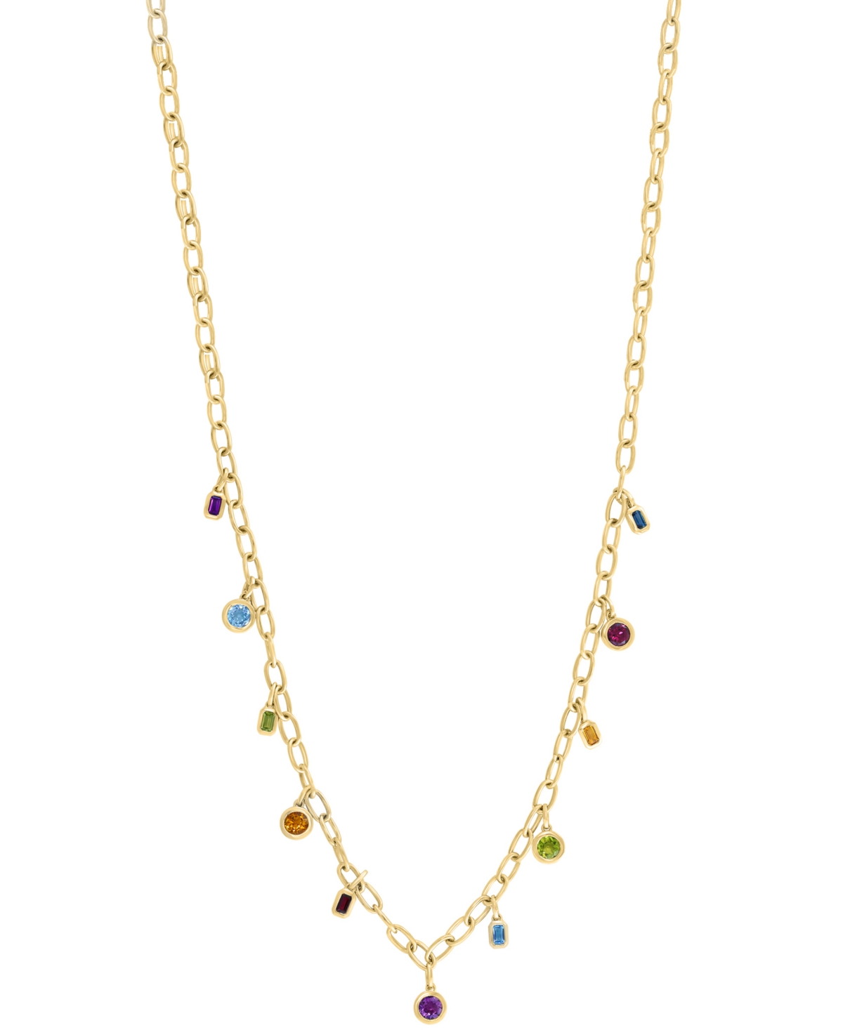 Effy Collection Effy Multi-gemstone Bezel Dangle 18" Collar Necklace (6-1/3 Ct. T.w.) In 14k Gold-plated Sterling Si In Multi