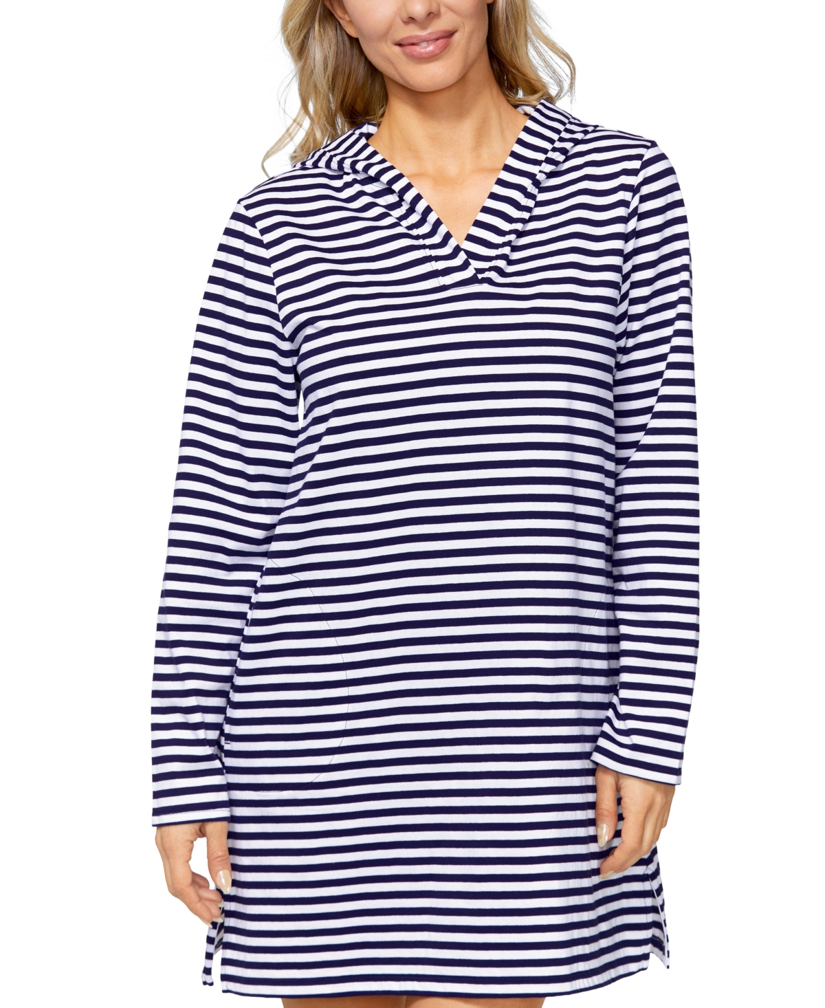 Island Escape Women's Striped Coastal Cover-up Dress, Exclusively At Macy's In Blue
