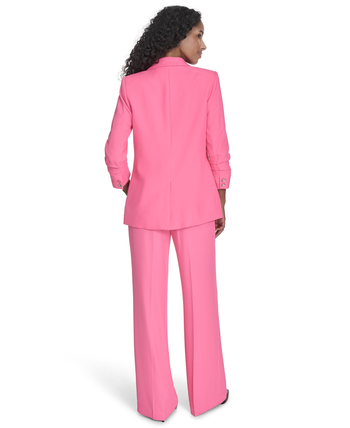 Shop Calvin Klein Petite 3/4-sleeve One-button Blazer In Peony