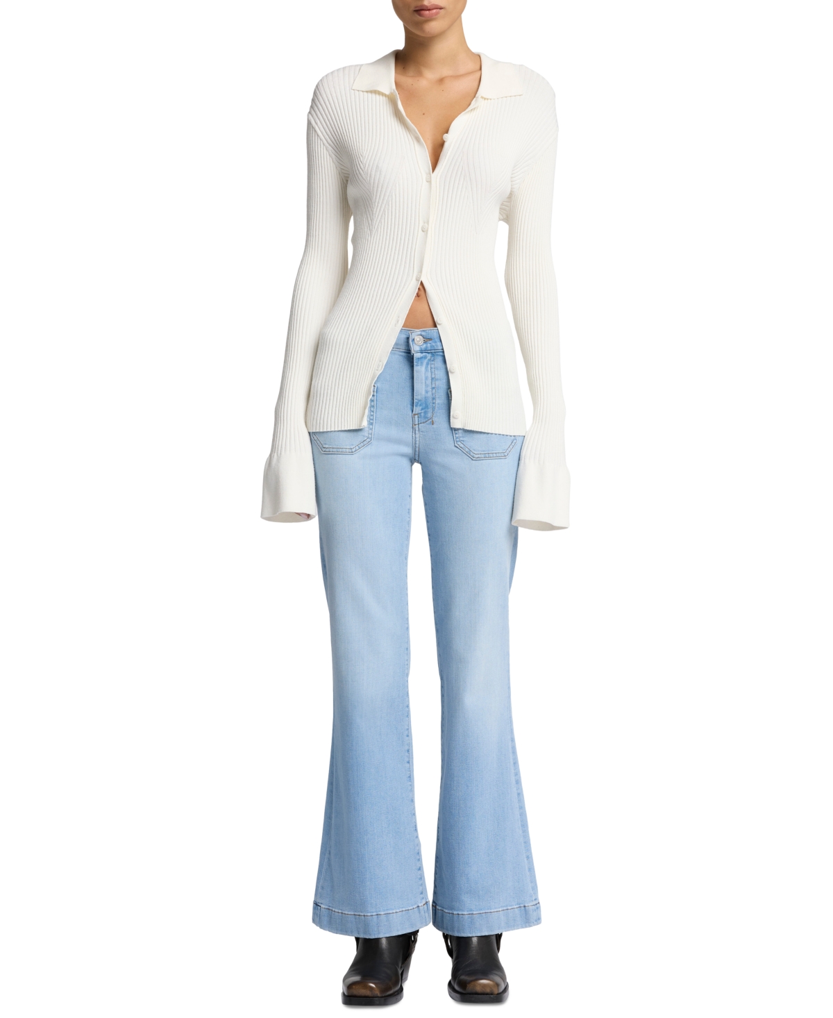 7 FOR ALL MANKIND WOMEN'S DOJO TAILORLESS PATCH-POCKET BOOTCUT JEANS 