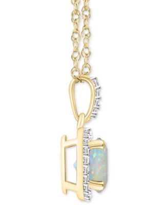Lab-Created Aquamarine (1-2/5 ct. t.w.) & Lab-Created White Sapphire (1/6 ct. t.w.) Halo 18" Pendant Necklace in 14k Gold (Also in Lab-Created Opal & Onyx)