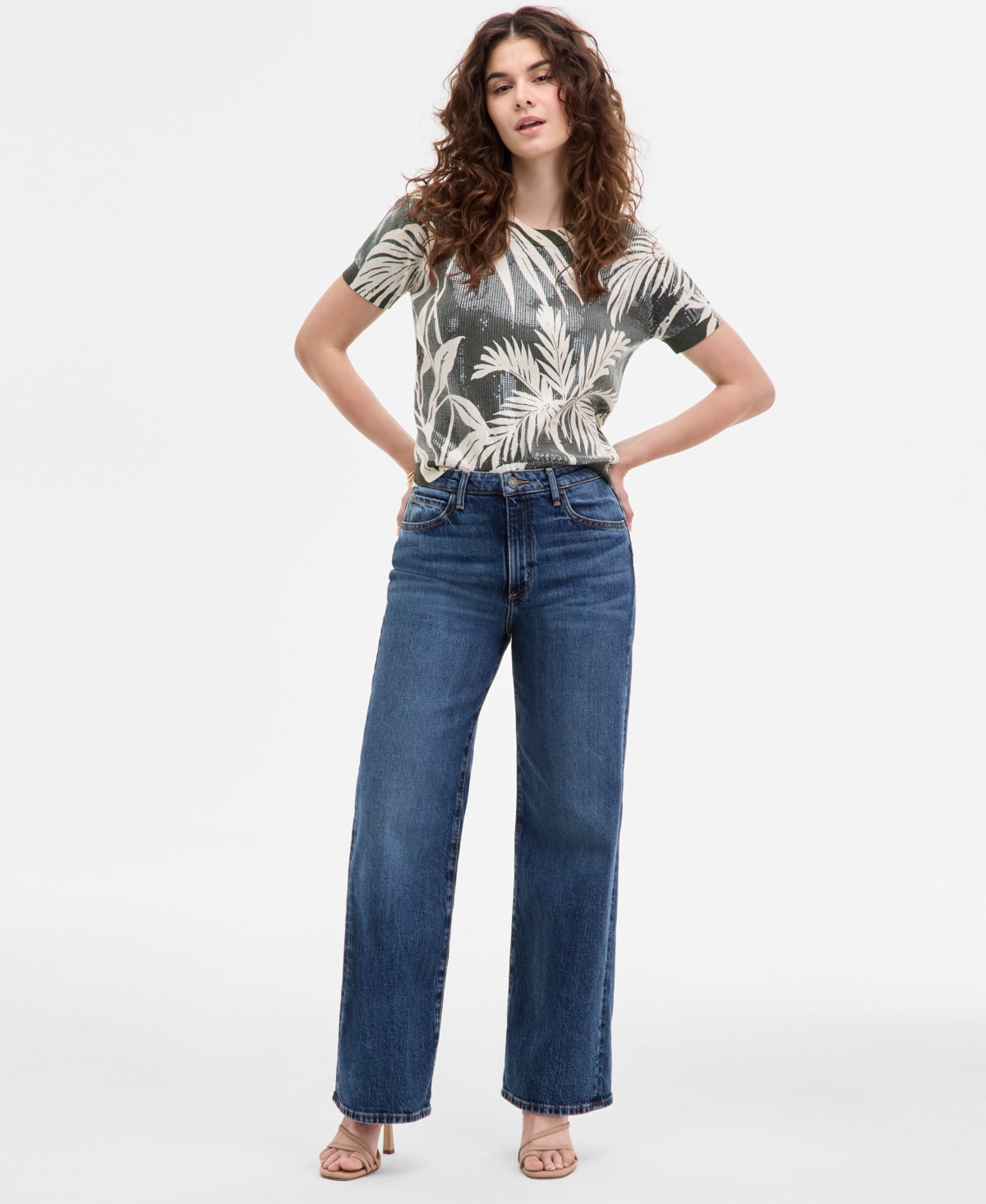 Guess Women's High-rise Wide-leg Jeans In Gray