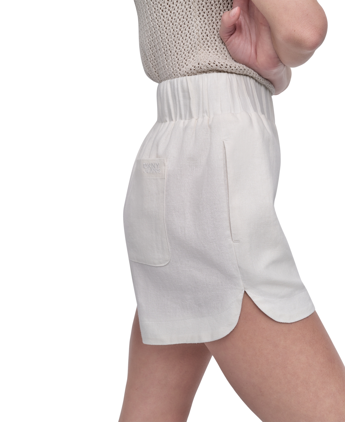 Shop Dkny Jeans Women's High-rise Dolphin-hem Shorts In Ivy - Ivory