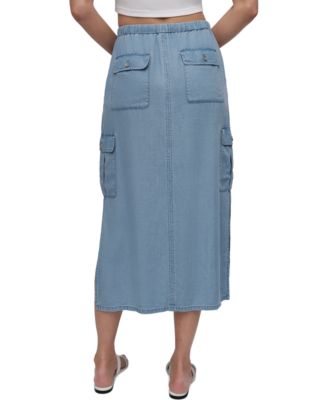 Women's Chambray Cargo Midi Skirt