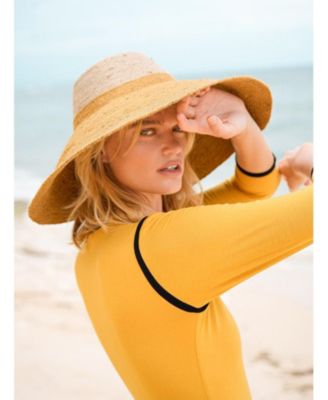 Riri Duo Jute Handwoven Straw Hat In Nude & Golden Yellow