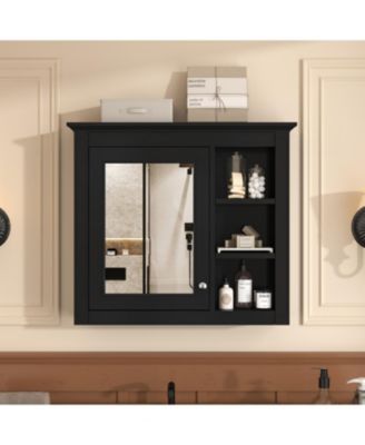 Wall-Mounted Medicine Cabinet with Mirror and Shelves (30" x 28")