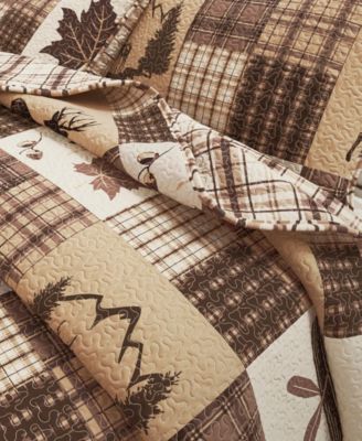 Rustic Lodge Patchwork Microfiber Quilt Set With Shams
