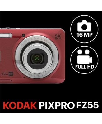 KODAK PIXPRO FZ55-BK 16MP Digital Camera 5X Optical Zoom 28mm Wide Angle 1080P Full HD Video 2.7" LCD Vlogging Camera. Bundle with SD Card and