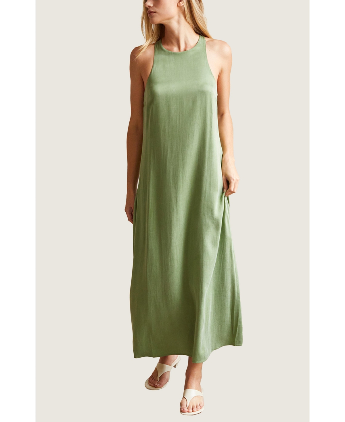 Women's Bona Back Twist Cupro Slip Dress - Green + matcha