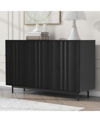 Wave Pattern Storage Cabinet with 2 Doors and 2 Drawers, Adjustable, Suitable for Study, Entrance and Living Room