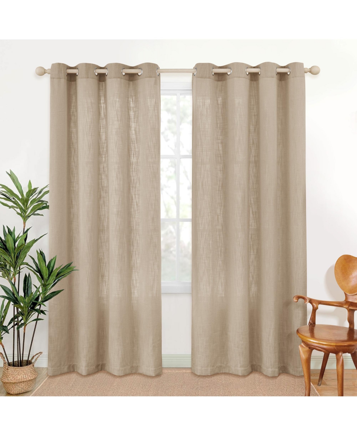 Linen Blend Privacy and Light Filtering Texture Grommet Pair(2 Panels) - Navy