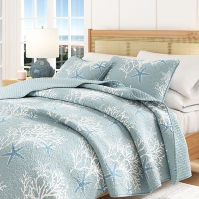 Coastal Microfiber Quilt Set With Shams