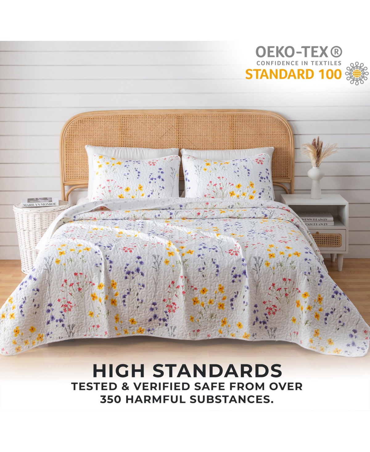 Linery & Co. Colorful Floral Microfiber Quilt Set With Shams