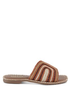 Rag and Co Womens Kivah Handwoven Raffia Slip-On Flats