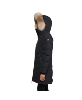 Women's January Down Chevron Puffer with Detachable Hood Faux Fur