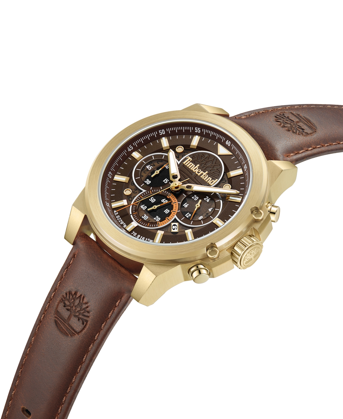 Timberland Men's Dress Sport Brown Dark Genuine Leather Watch, 46mm In Brown Dark