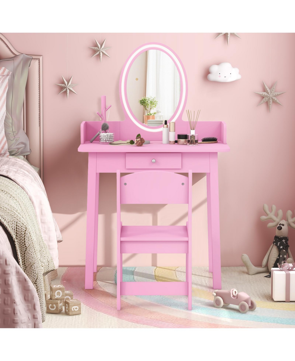 Kids Vanity Set with Lighted Mirror