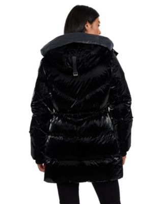 Women's Estelle Mixed Chevron Quilted Puffer with Detachable Hood