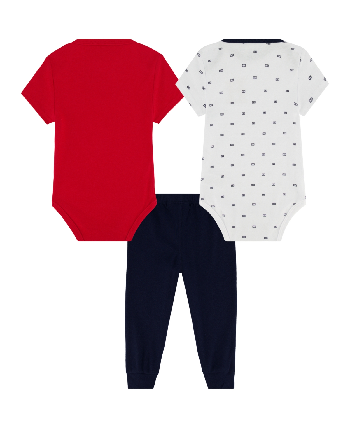 TOMMY HILFIGER BABY BOY 3-PIECE SIGNATURE BODYSUITS COMBED INTERLOCK JOGGERS SET 