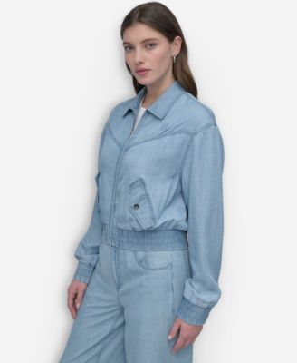 Women's Chambray Zip-Front Bomber Jacket