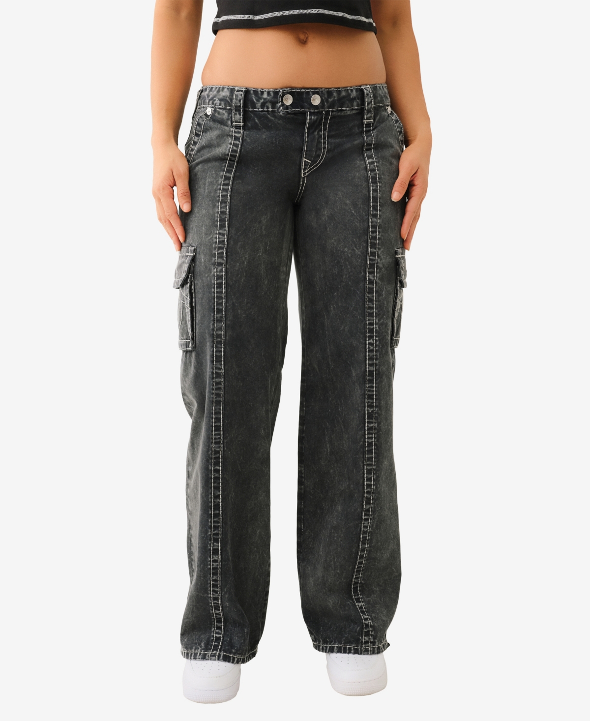 TRUE RELIGION WOMEN'S NATHALIE RELAXED BIG T CARGO JEANS 