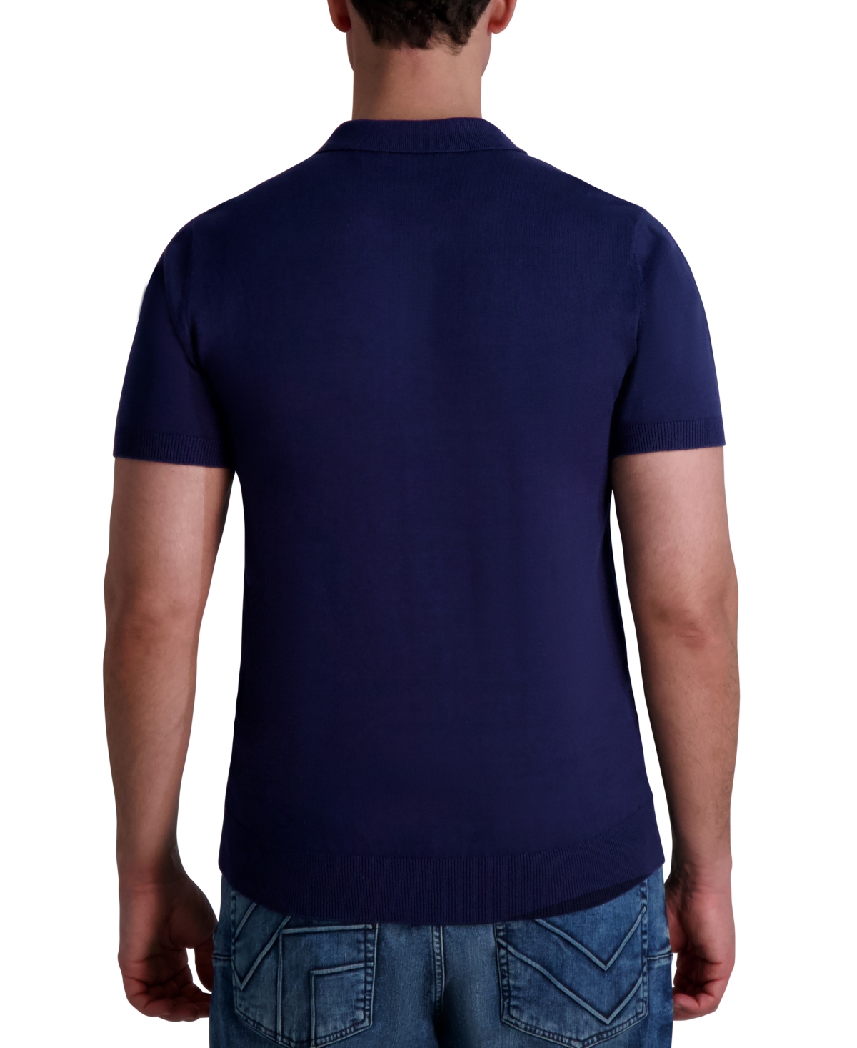 Karl Lagerfeld Kl Monogram Knitted Polo Shirt In Navy