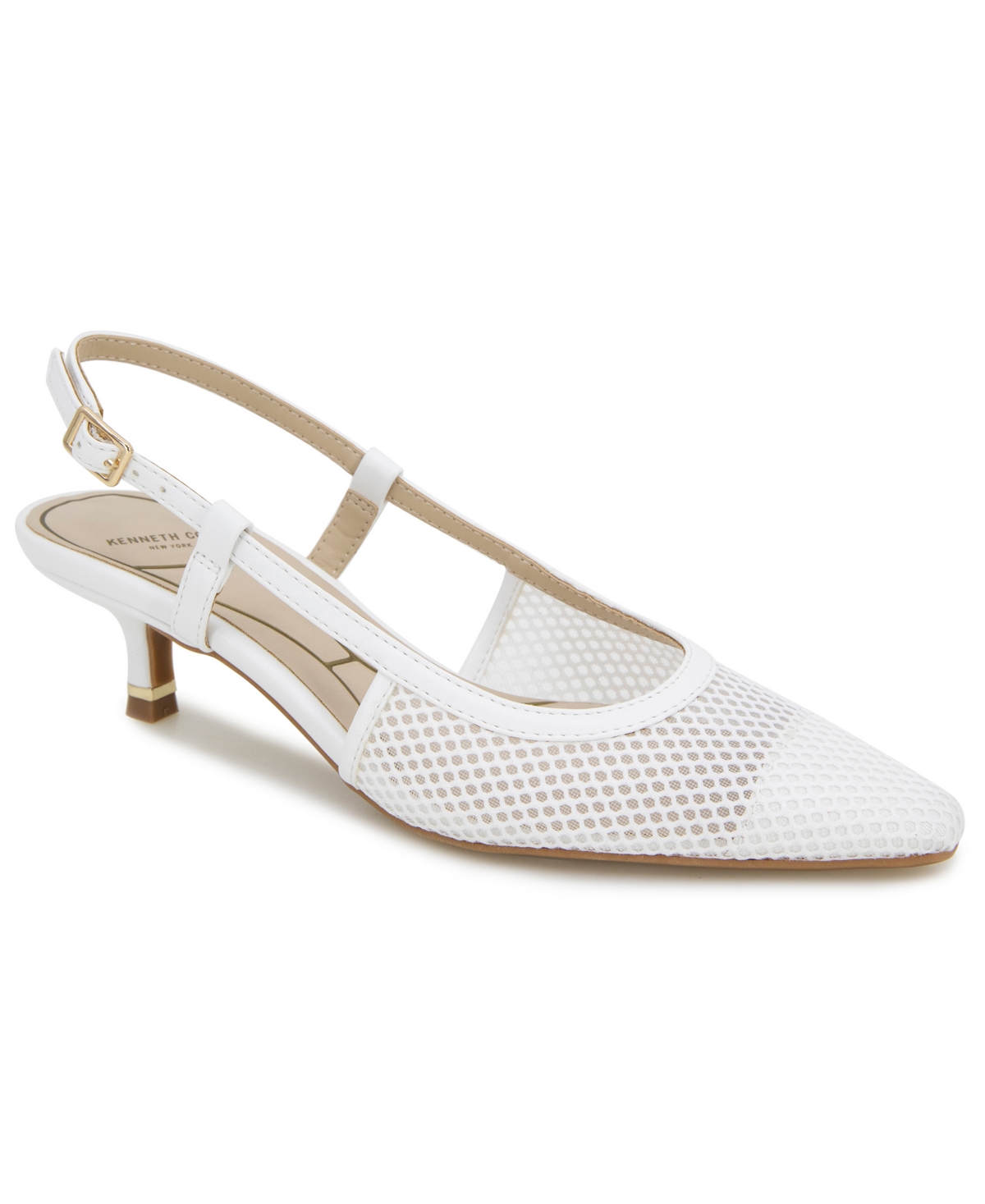 Women's Martha Mesh Kitten Heel Pumps - White