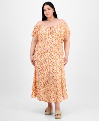 Trendy Plus Size Puffed-Sleeve Dress