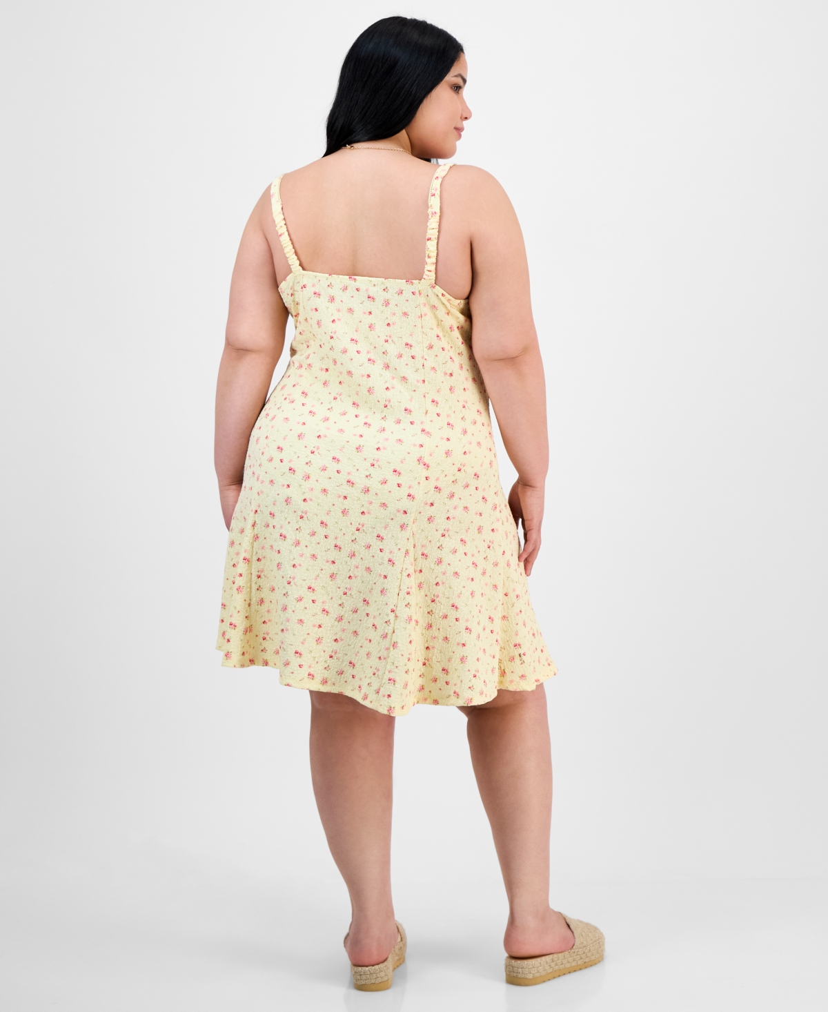 ABSOLUTELY FAMOUS TRENDY PLUS SIZE FLORAL PUCKER FIT & FLARE DRESS 