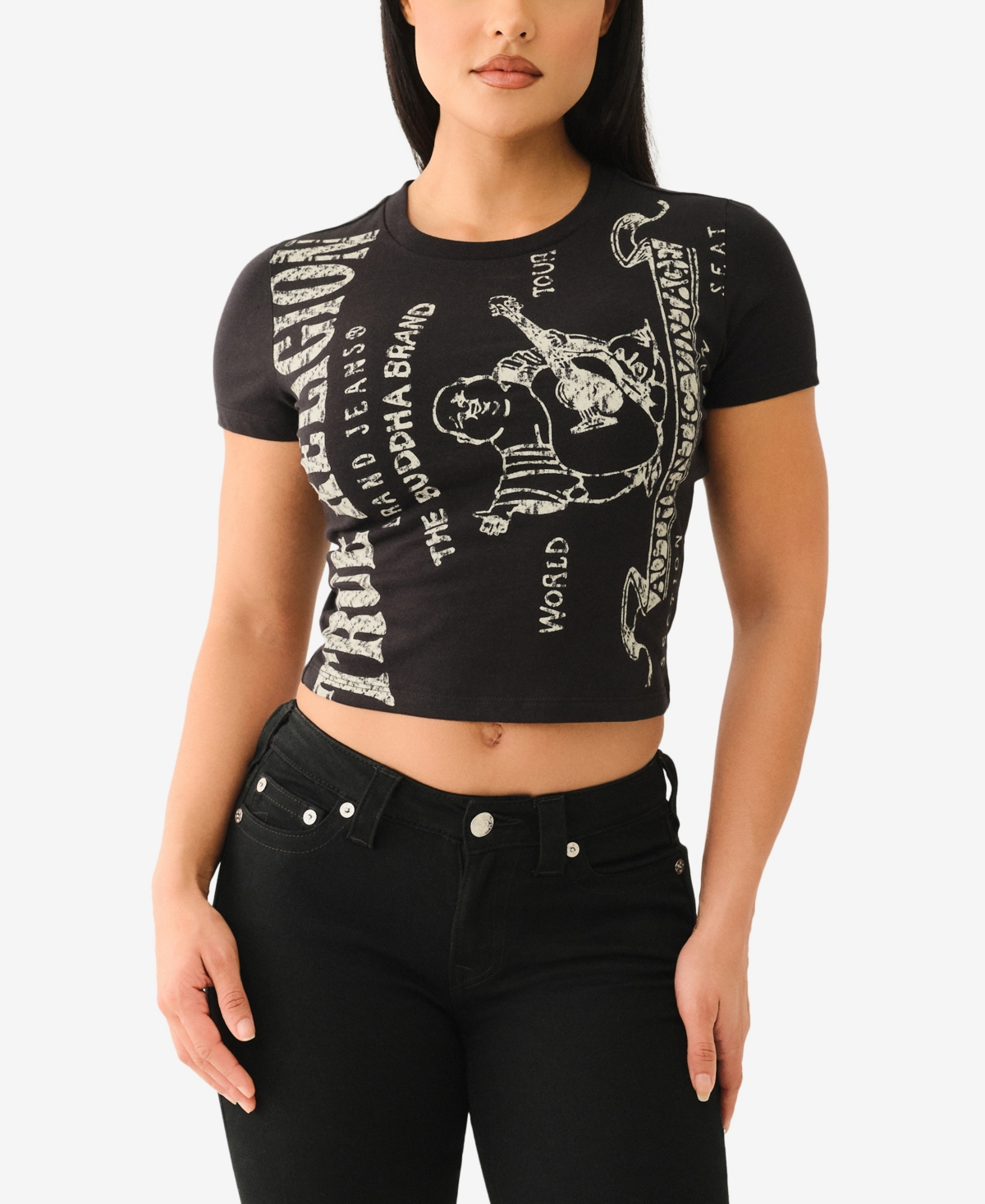 TRUE RELIGION WOMEN'S SS HERITAGE LOGO BABY CREWNECK T-SHIRT 