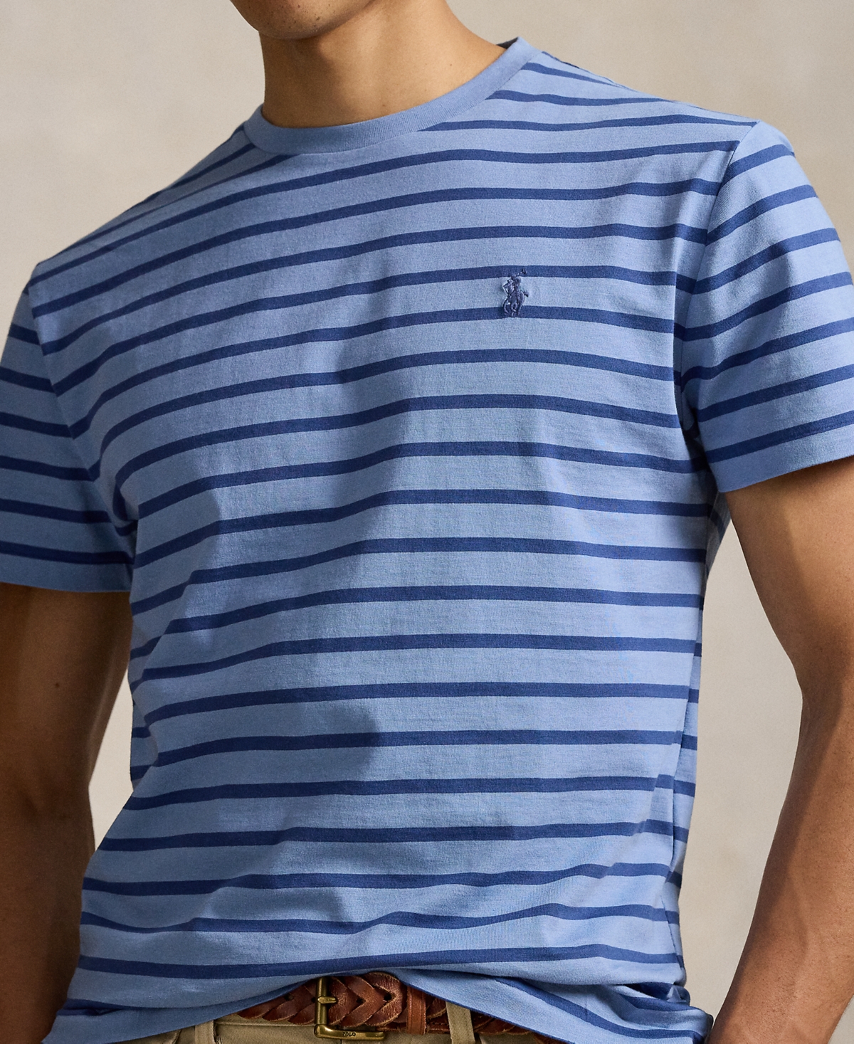 Polo Ralph Lauren Ralph Lauren Striped Jersey Crewneck T-shirt In Blue