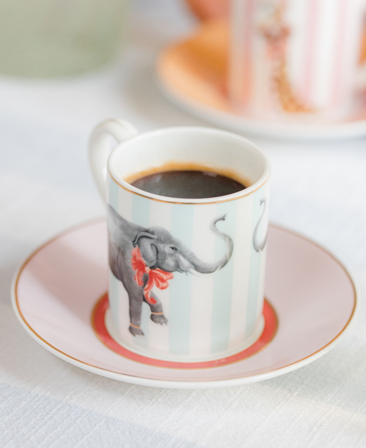 YVONNE ELLEN ANIMAL ESPRESSO CUP SAUCERS 8-PC. SET, SERVICE FOR 4 