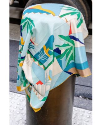 Double Sided Wool Silk Scarf Of Tropical Breeze