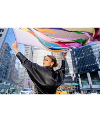 Double Sided Wool Silk Scarf Of Ocean Breeze