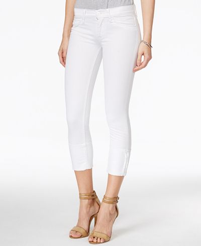 Hudson Jeans Muse Cropped White Wash Skinny Jeans