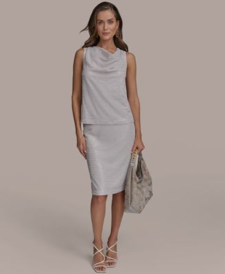Womens Sequined Cowlneck Top Pencil Skirt
