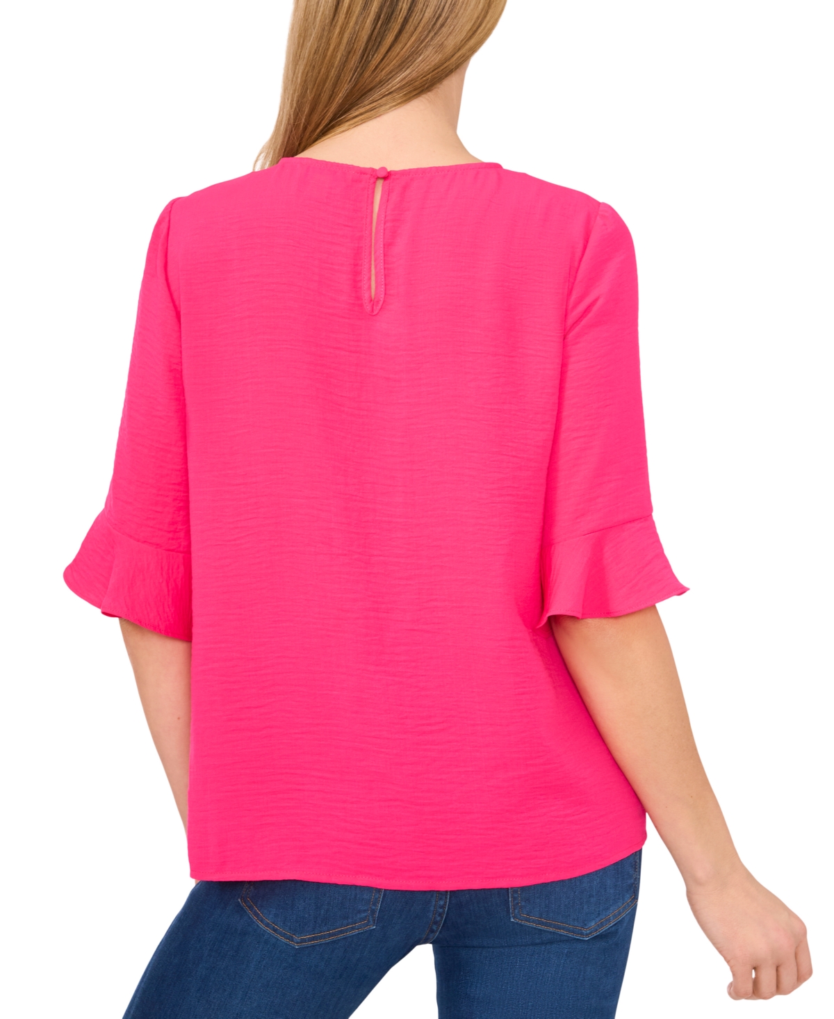 Cece Women's Rumple Crewneck 3/4-sleeve Ruffled Cuff Blouse