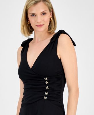 Women's Estelle Knot-Shoulder Ruched Midi Dress