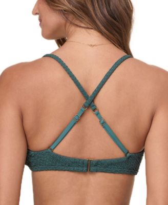 Women's The Valencia Convertible-Strap Textured Weave Bikini Top